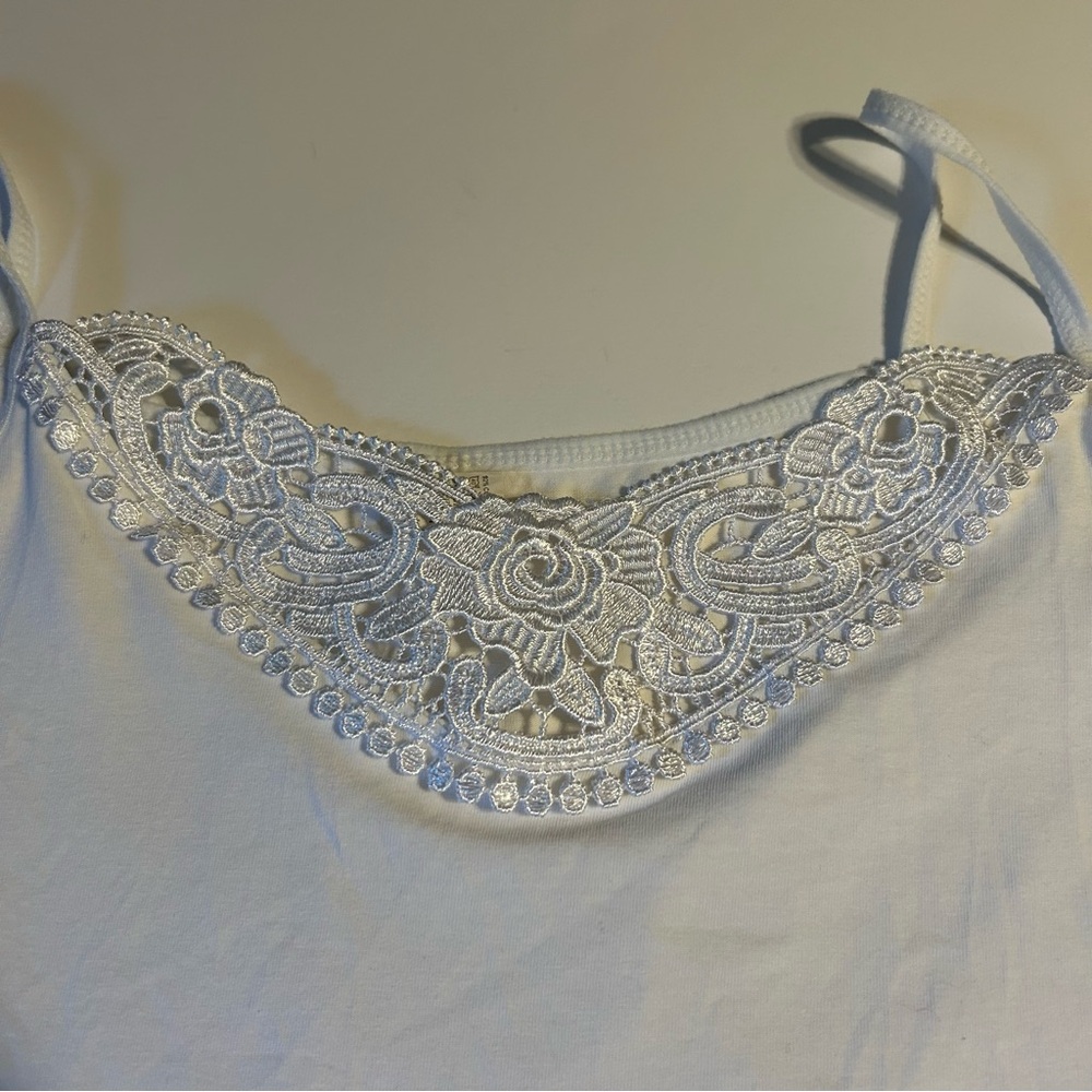 Power Flower lot of 2 Camisole Top Size Small White Lace Romantic whimsical
